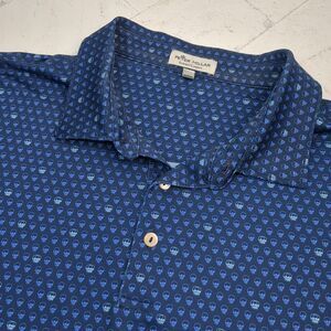 Peter Millar Seeing Double Performance Jersey Polo Men's 2XL AOP Navy
